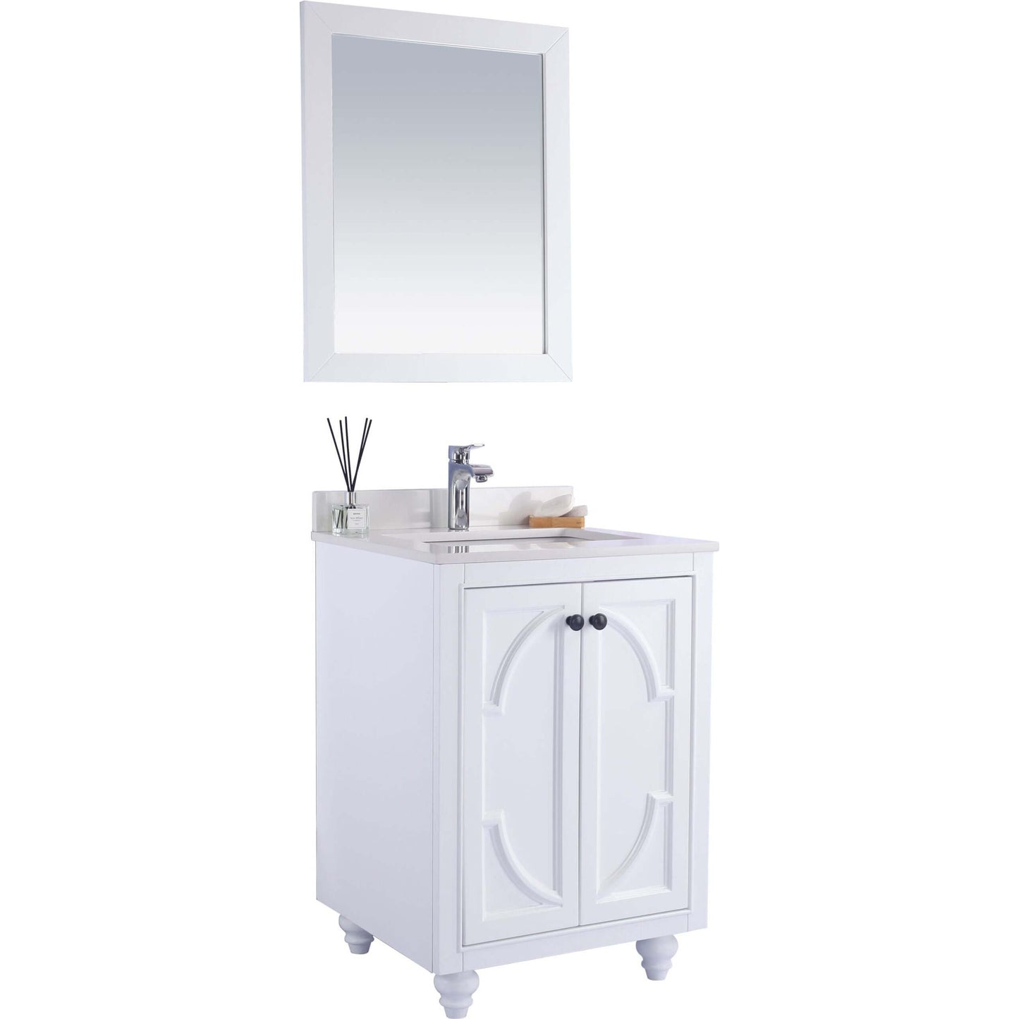 Odyssey 24" White Bathroom Vanity with White Quartz Countertop - 313613-24W-WQ