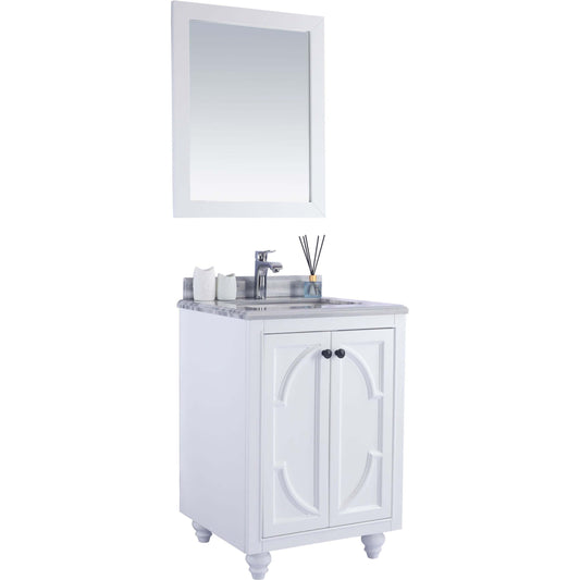 Odyssey 24" White Bathroom Vanity with White Stripes Marble Countertop - 313613-24W-WS