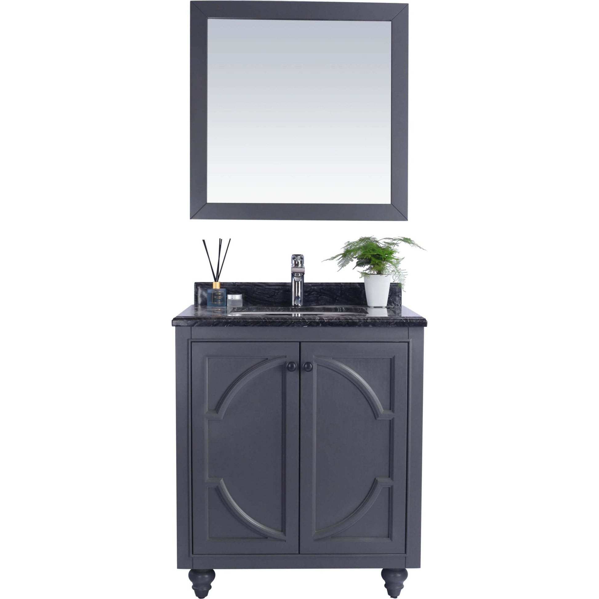 Odyssey 30" Maple Grey Bathroom Vanity with Black Wood Marble Countertop - 313613-30G-BW