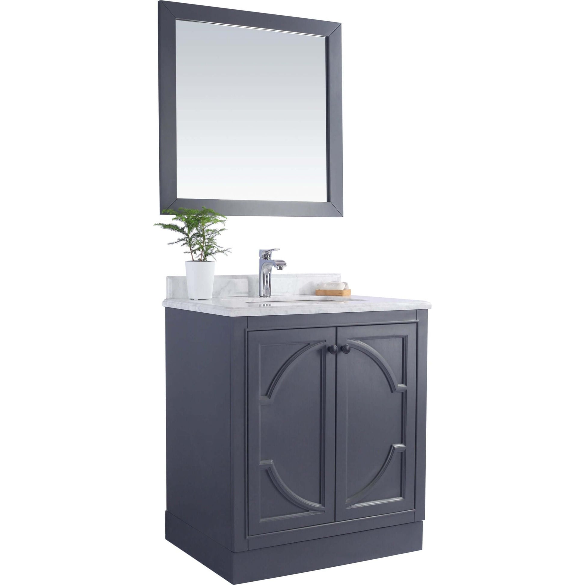 Odyssey 30" Maple Grey Bathroom Vanity with Black Wood Marble Countertop - 313613-30G-BW