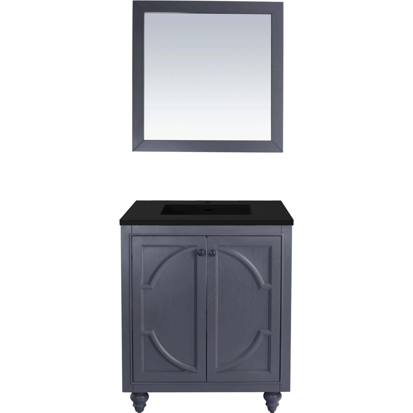 Odyssey 30" Maple Grey Bathroom Vanity with Matte Black VIVA Stone Solid Surface Countertop - 313613-30G-MB