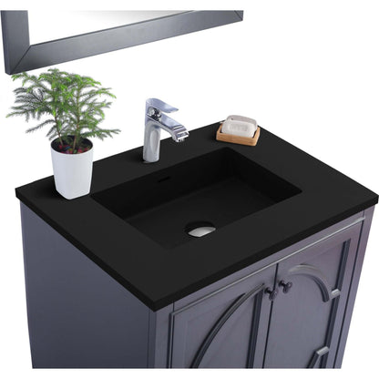 Odyssey 30" Maple Grey Bathroom Vanity with Matte Black VIVA Stone Solid Surface Countertop - 313613-30G-MB