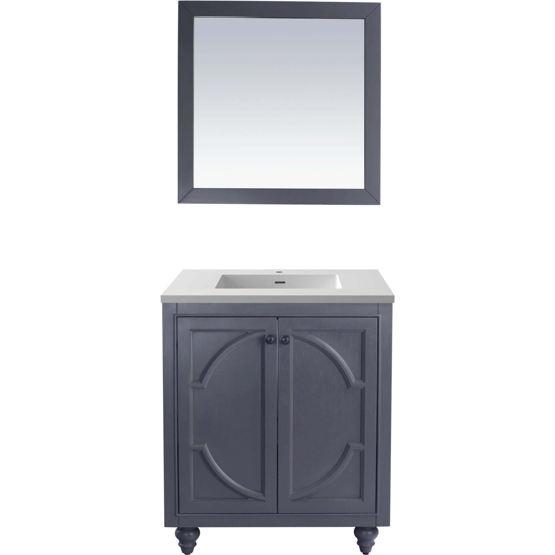 Odyssey 30" Maple Grey Bathroom Vanity with Matte White VIVA Stone Solid Surface Countertop - 313613-30G-MW