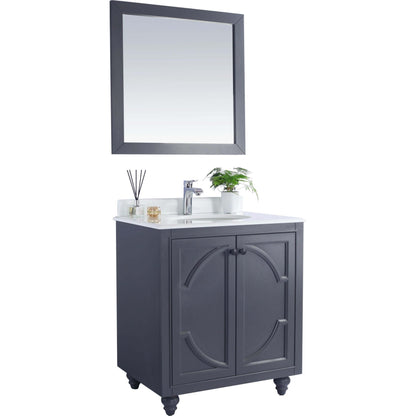 Odyssey 30" Maple Grey Bathroom Vanity with Pure White Phoenix Stone Countertop - 313613-30G-PW