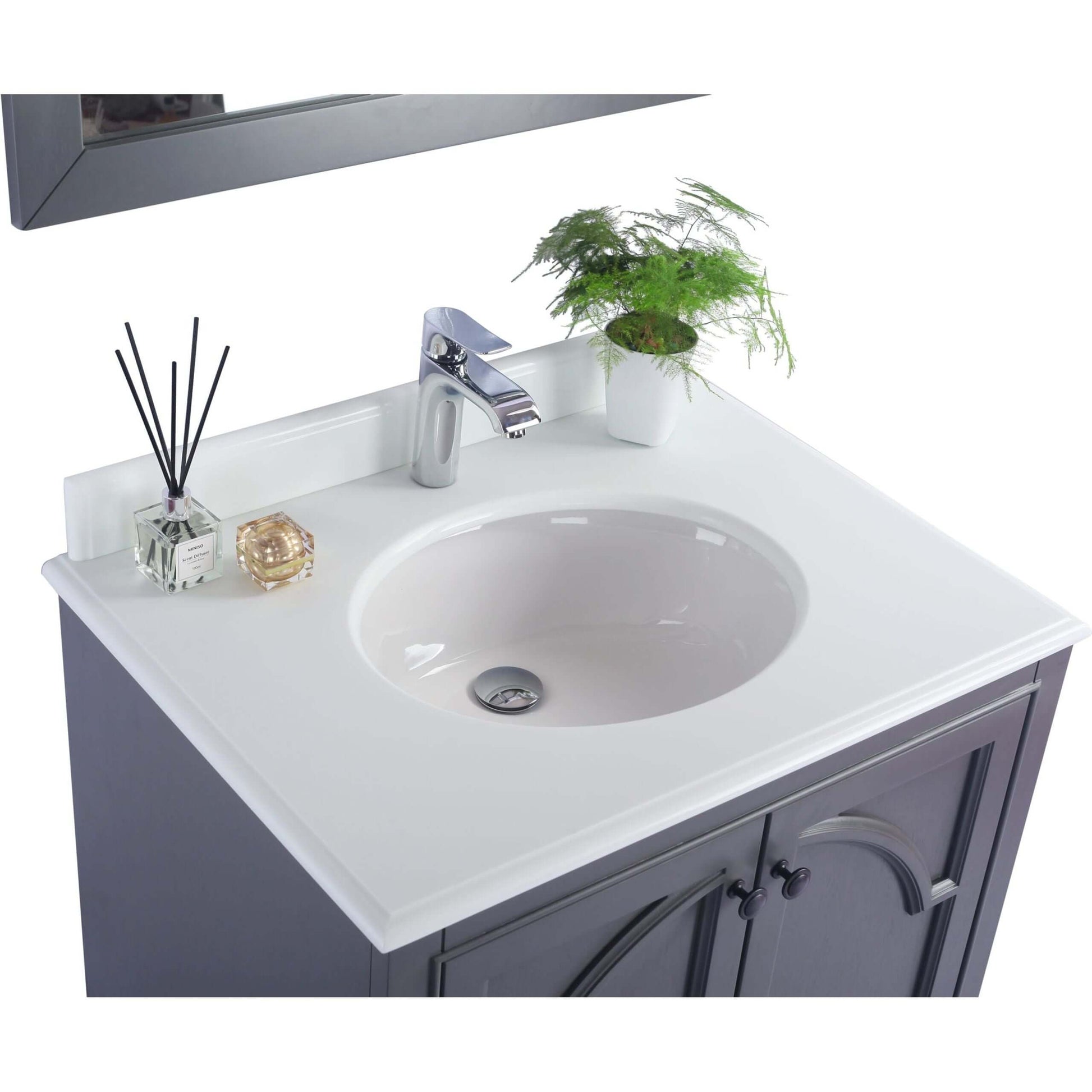 Odyssey 30" Maple Grey Bathroom Vanity with Pure White Phoenix Stone Countertop - 313613-30G-PW