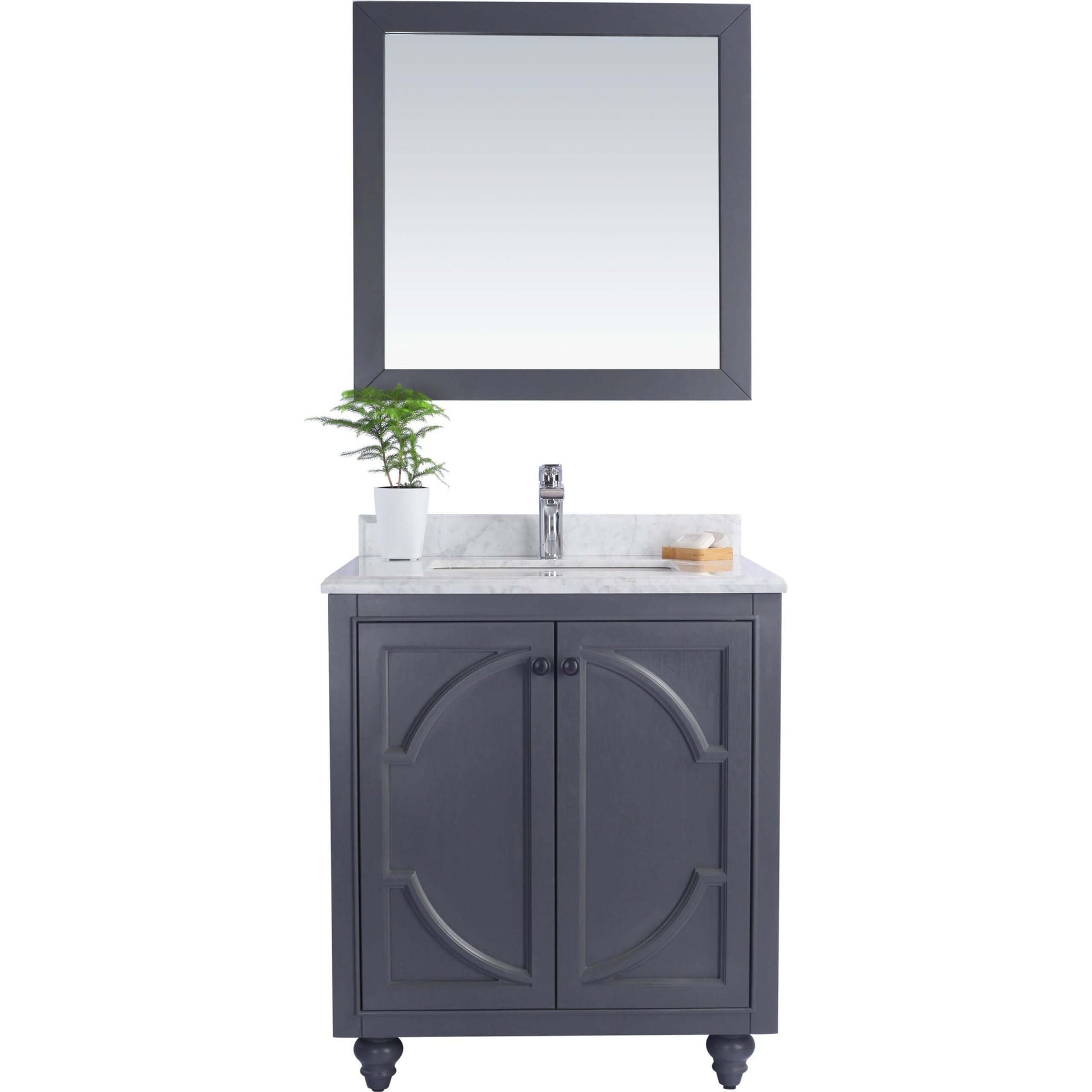 Odyssey 30" Maple Grey Bathroom Vanity with White Carrara Marble Countertop - 313613-30G-WC