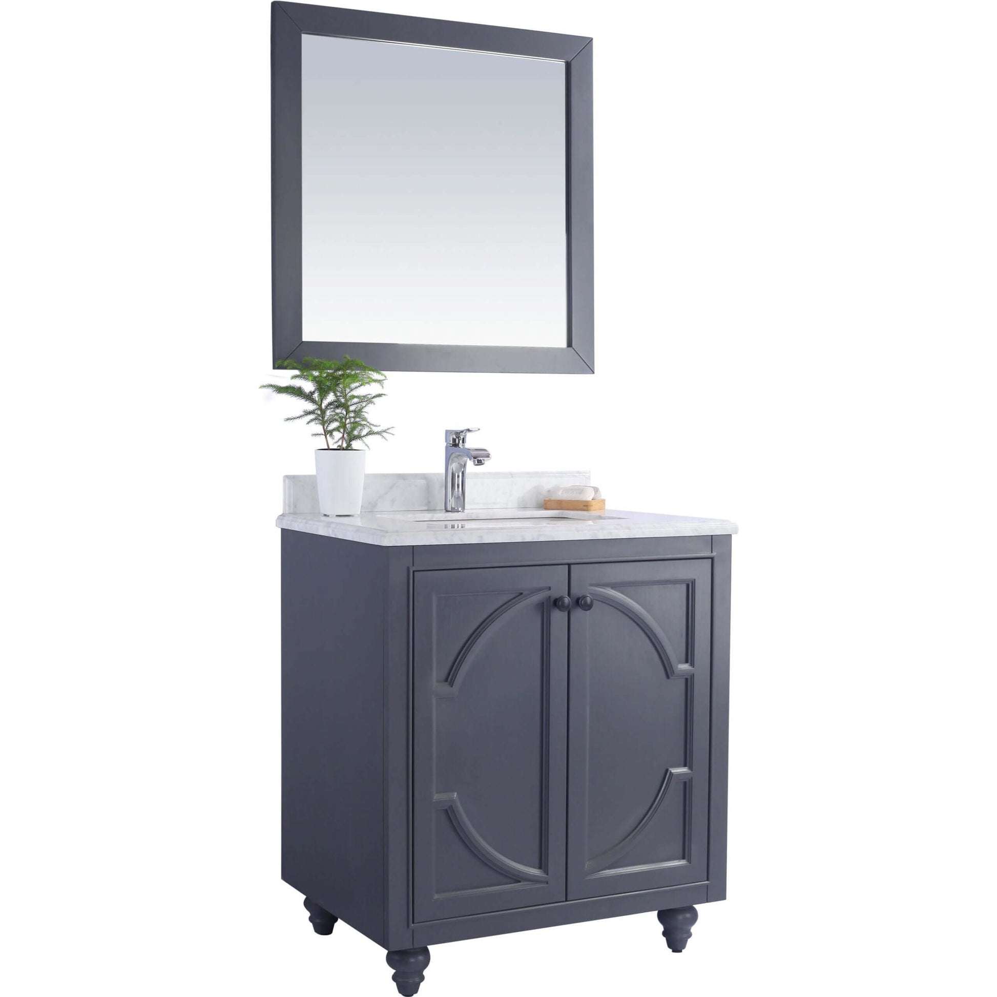 Odyssey 30" Maple Grey Bathroom Vanity with White Carrara Marble Countertop - 313613-30G-WC