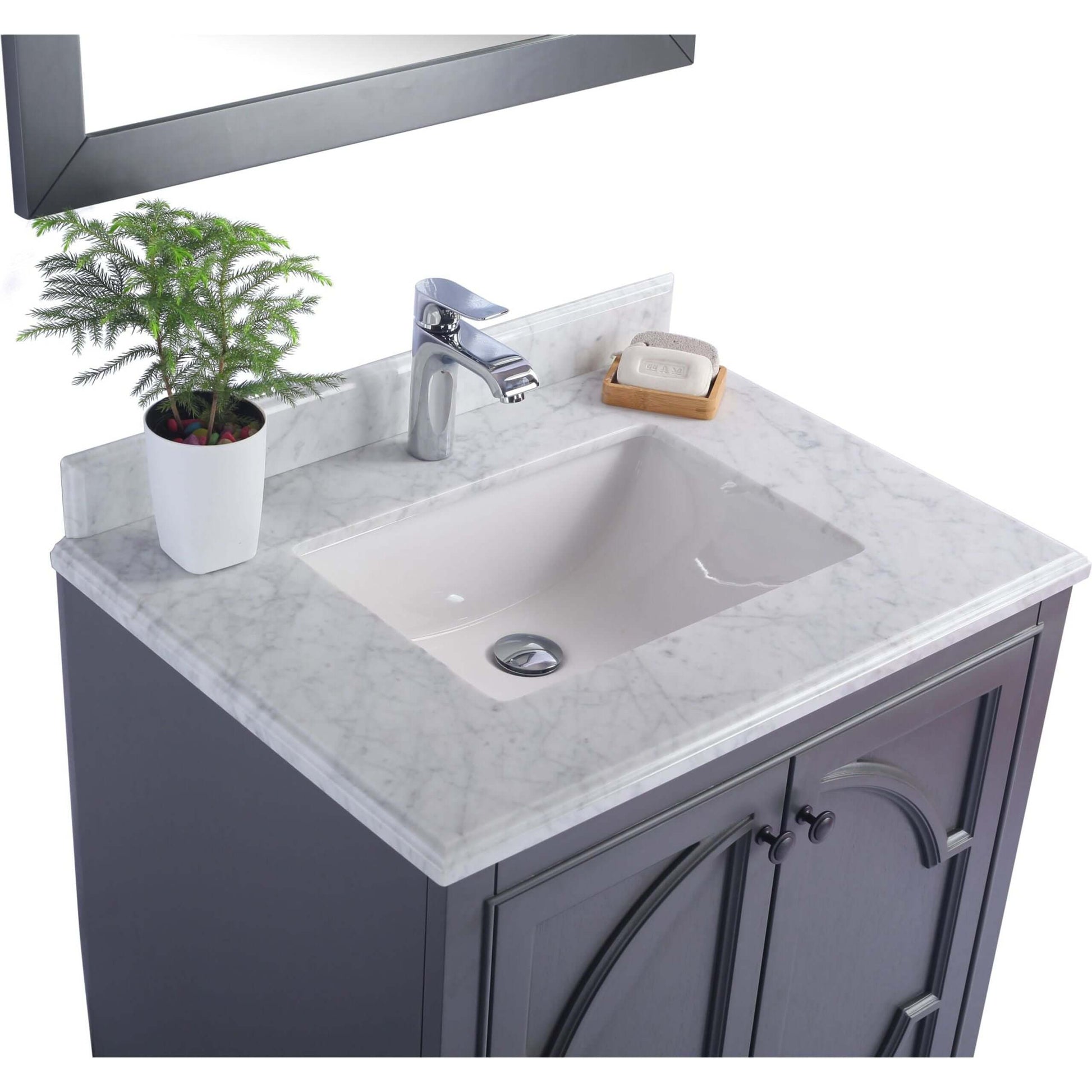 Odyssey 30" Maple Grey Bathroom Vanity with White Carrara Marble Countertop - 313613-30G-WC