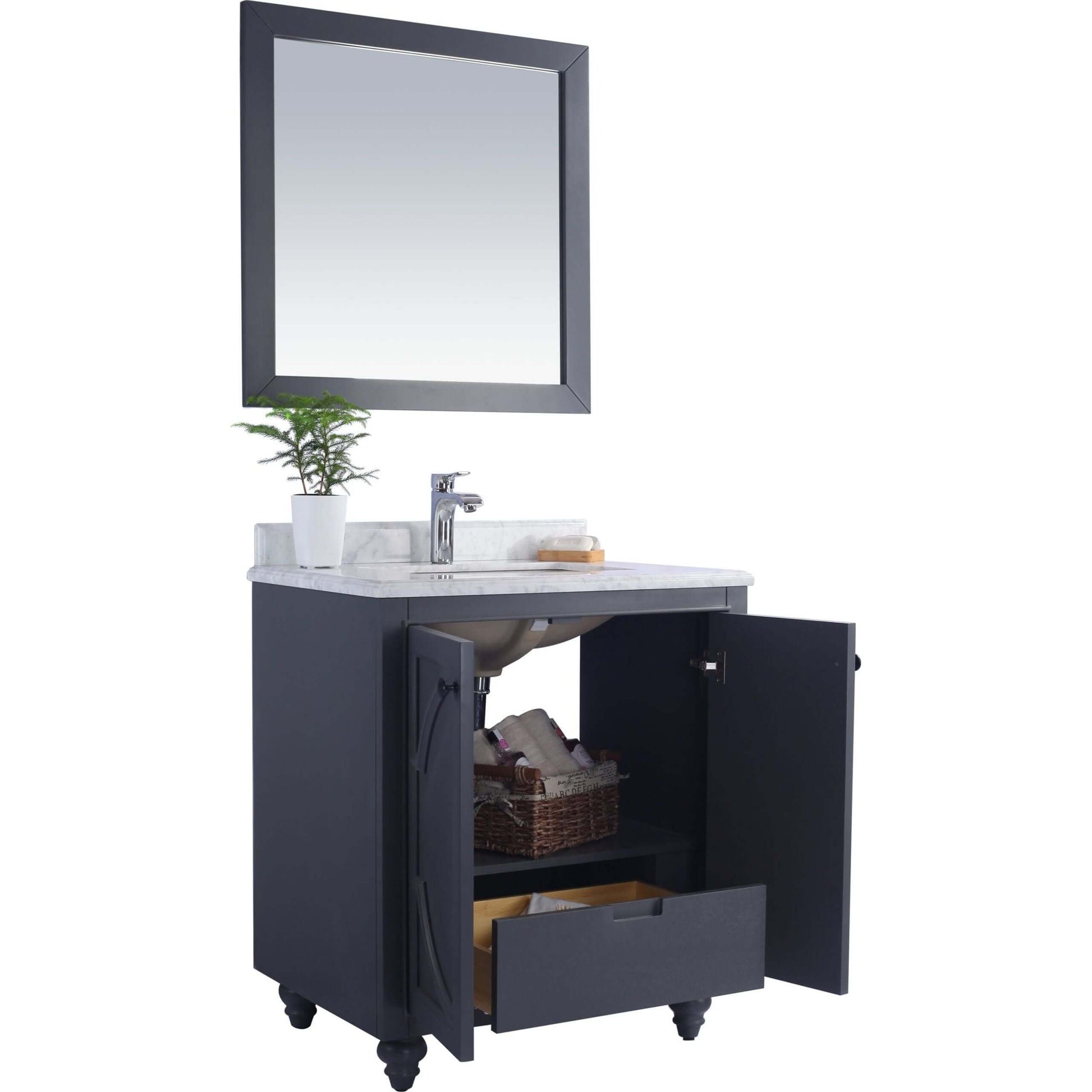 Odyssey 30" Maple Grey Bathroom Vanity with White Carrara Marble Countertop - 313613-30G-WC