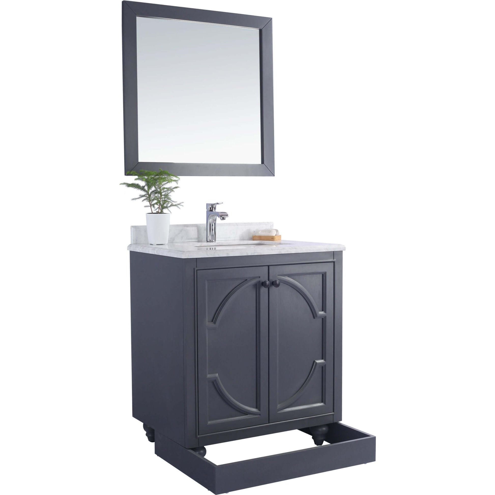 Odyssey 30" Maple Grey Bathroom Vanity with White Carrara Marble Countertop - 313613-30G-WC