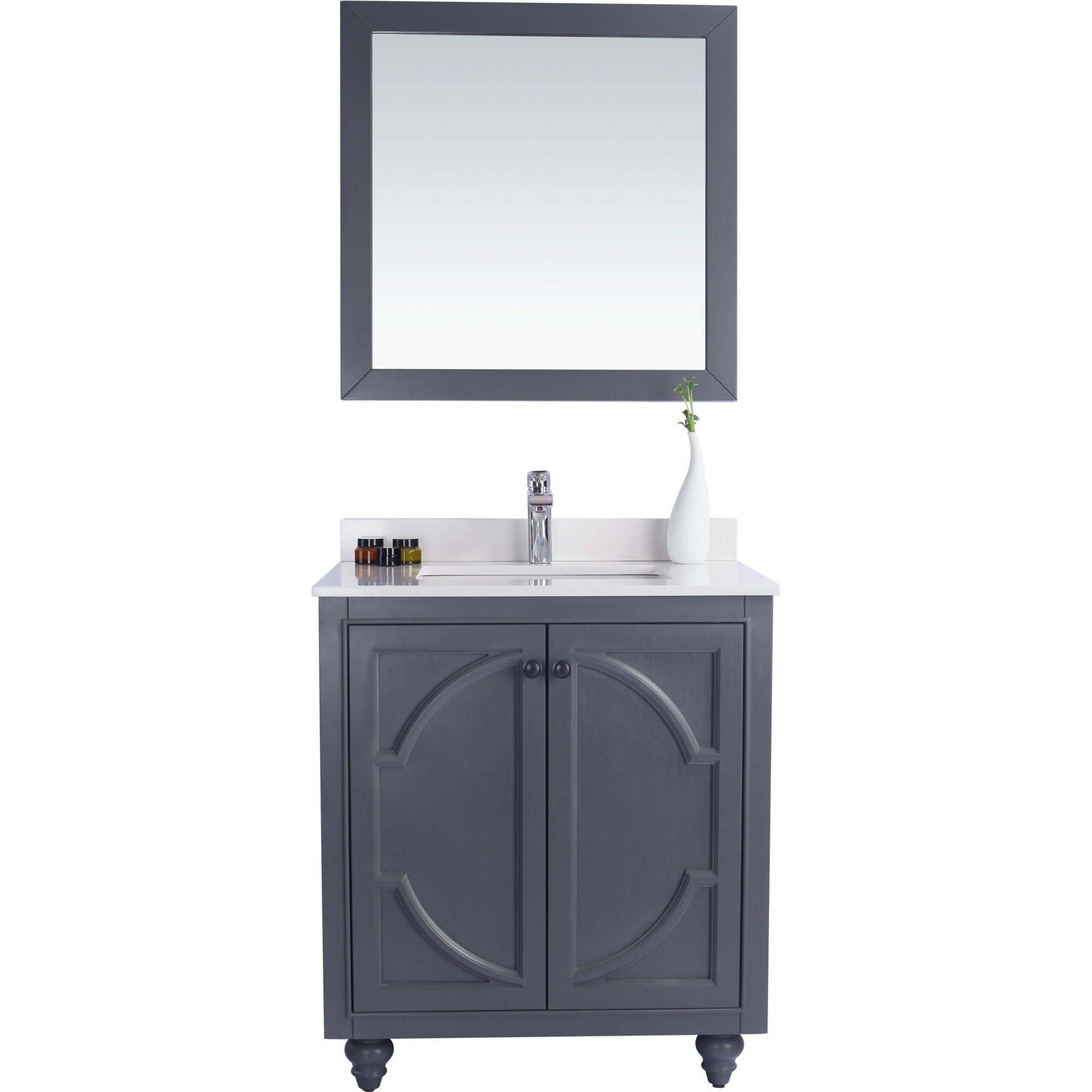 Odyssey 30" Maple Grey Bathroom Vanity with White Quartz Countertop - 313613-30G-WQ