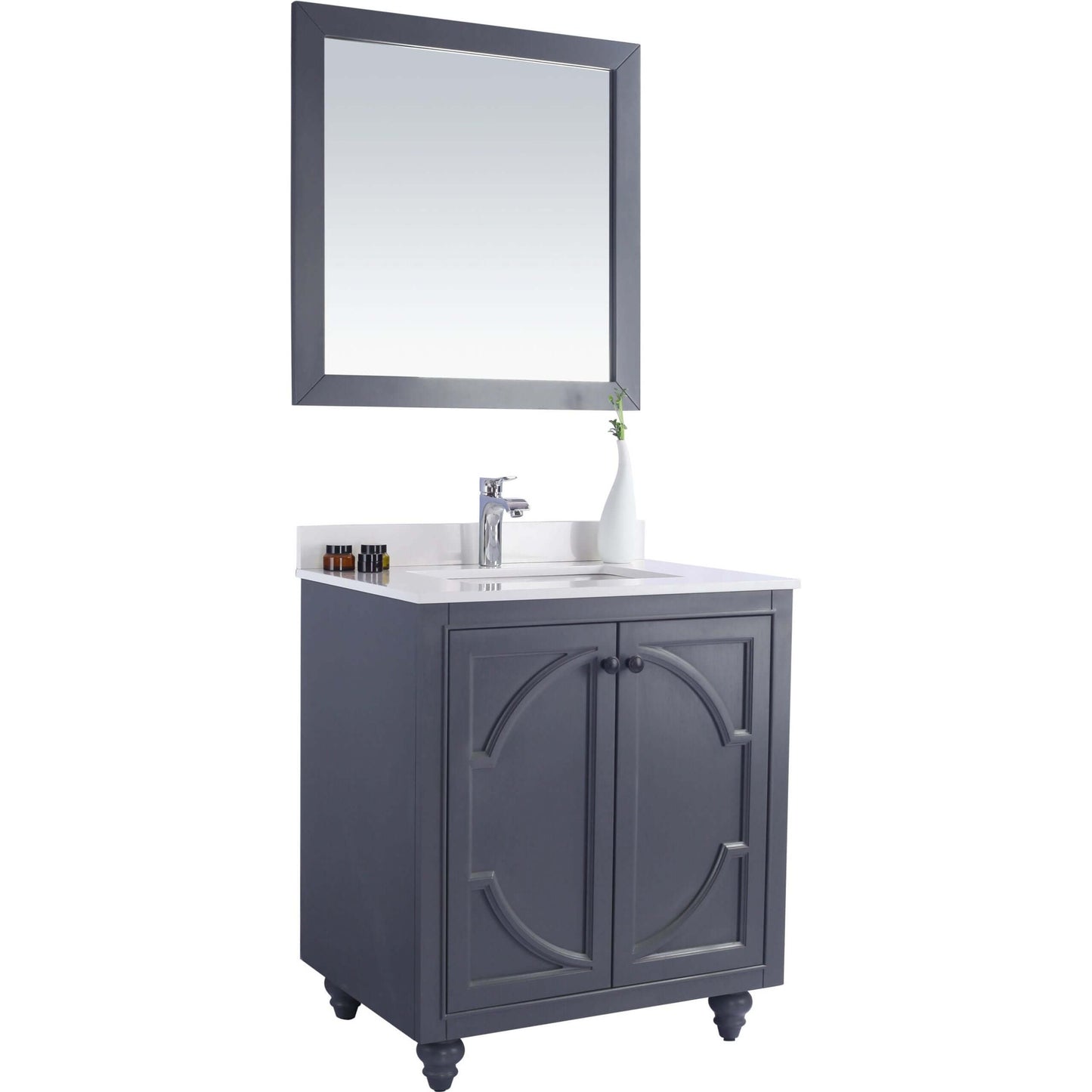 Odyssey 30" Maple Grey Bathroom Vanity with White Quartz Countertop - 313613-30G-WQ