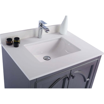 Odyssey 30" Maple Grey Bathroom Vanity with White Quartz Countertop - 313613-30G-WQ