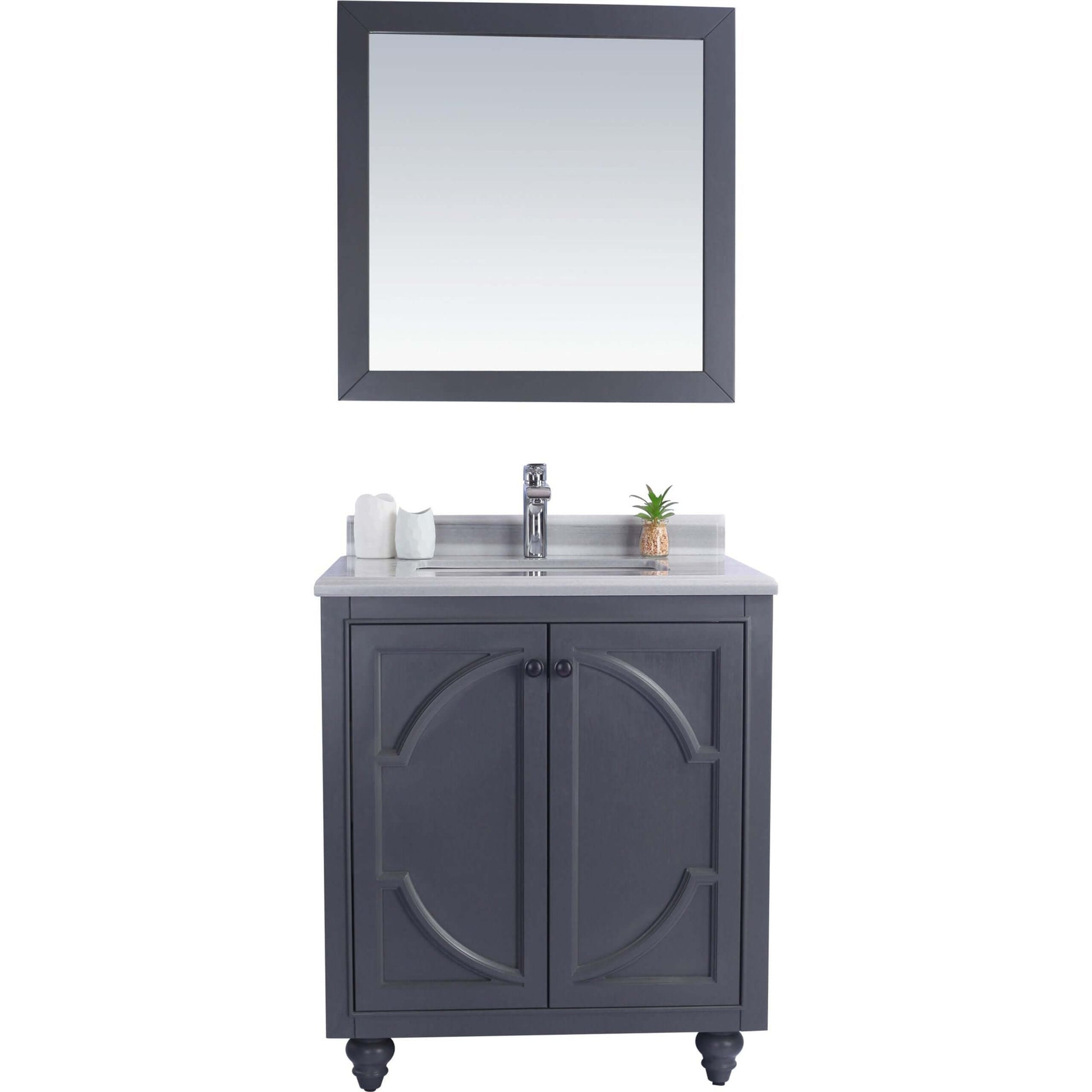 Odyssey 30" Maple Grey Bathroom Vanity with White Stripes Marble Countertop - 313613-30G-WS