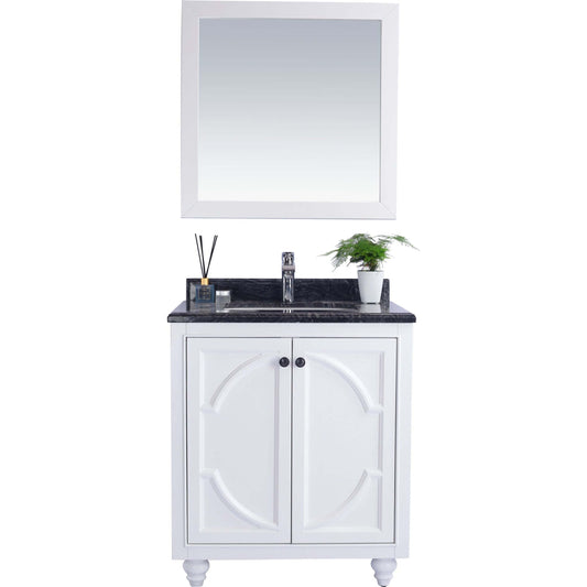 Odyssey 30" White Bathroom Vanity with Black Wood Marble Countertop - 313613-30W-BW