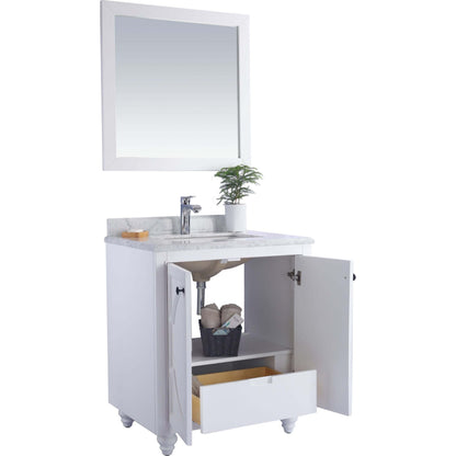 Odyssey 30" White Bathroom Vanity with Black Wood Marble Countertop - 313613-30W-BW