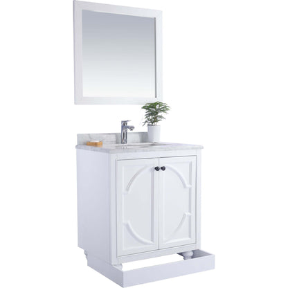 Odyssey 30" White Bathroom Vanity with Black Wood Marble Countertop - 313613-30W-BW