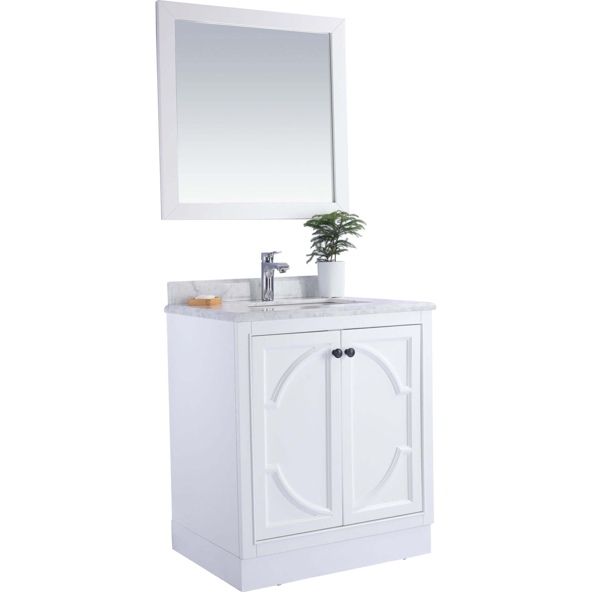 Odyssey 30" White Bathroom Vanity with Black Wood Marble Countertop - 313613-30W-BW