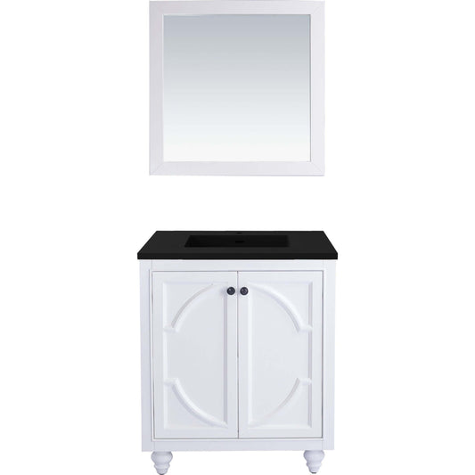 Odyssey 30" White Bathroom Vanity with Matte Black VIVA Stone Solid Surface Countertop - 313613-30W-MB