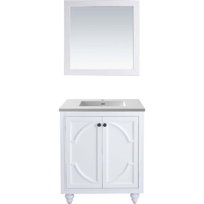 Odyssey 30" White Bathroom Vanity with Matte White VIVA Stone Solid Surface Countertop - 313613-30W-MW