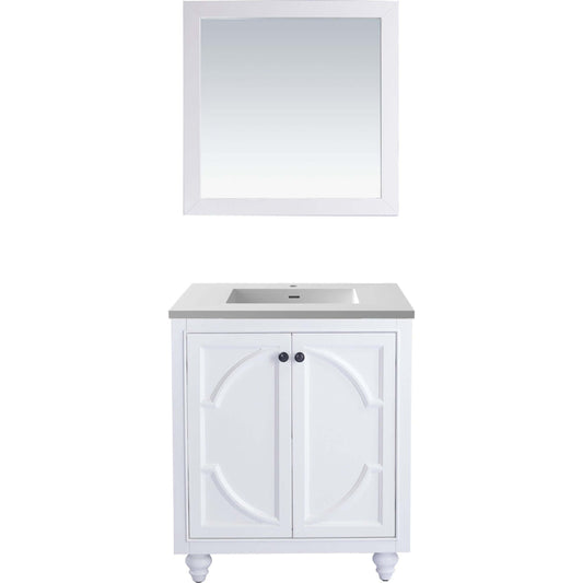 Odyssey 30" White Bathroom Vanity with Matte White VIVA Stone Solid Surface Countertop - 313613-30W-MW