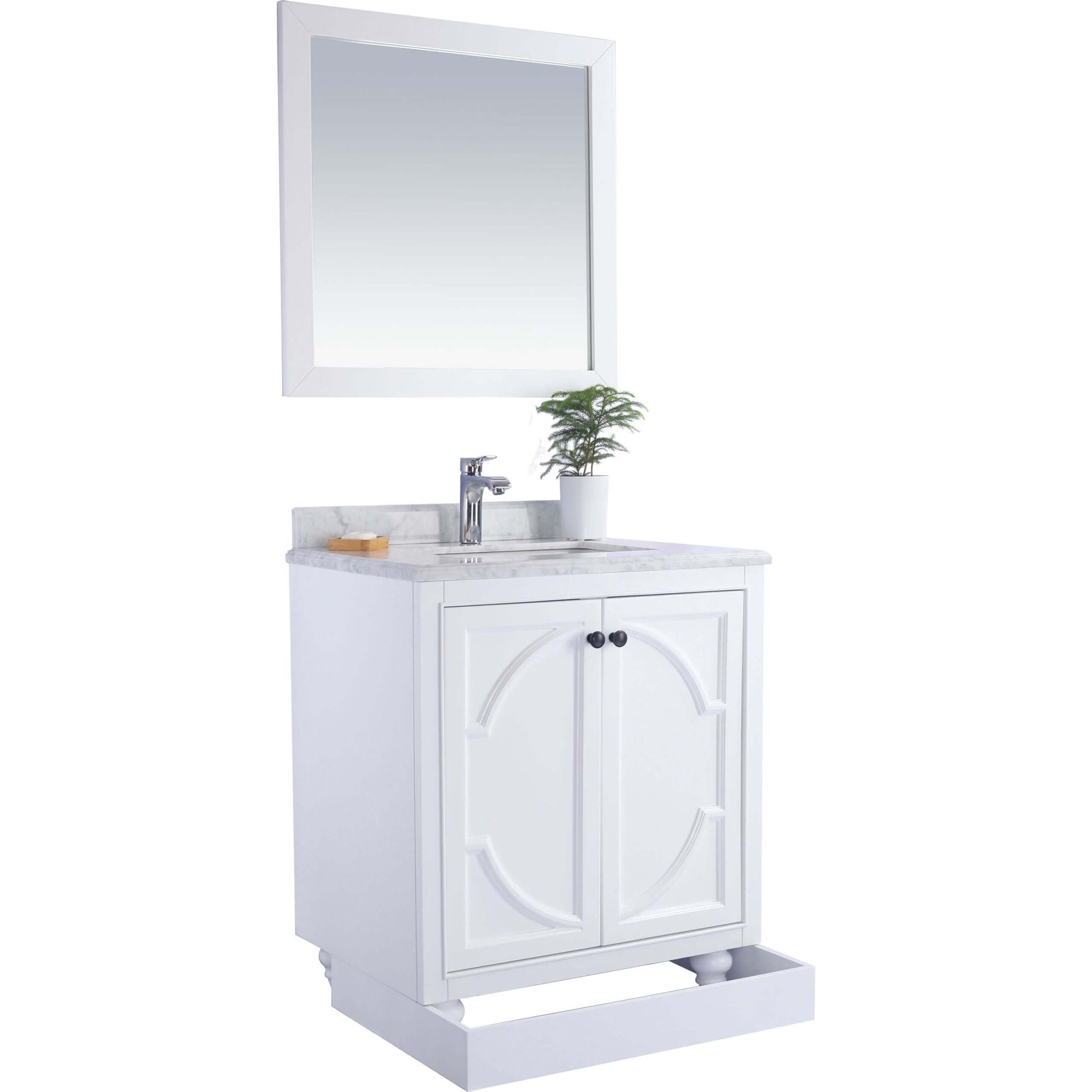 Odyssey 30" White Bathroom Vanity with Matte White VIVA Stone Solid Surface Countertop - 313613-30W-MW