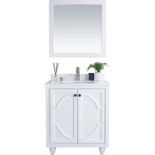 Odyssey 30" White Bathroom Vanity with Pure White Phoenix Stone Countertop - 313613-30W-PW