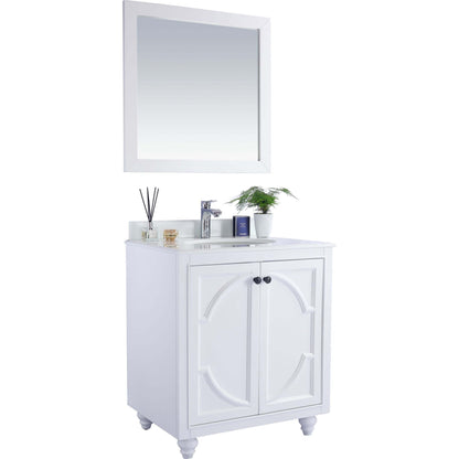 Odyssey 30" White Bathroom Vanity with Pure White Phoenix Stone Countertop - 313613-30W-PW