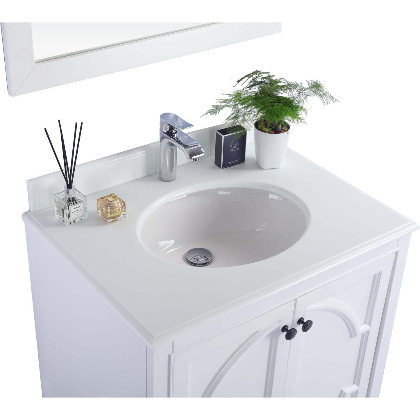 Odyssey 30" White Bathroom Vanity with Pure White Phoenix Stone Countertop - 313613-30W-PW