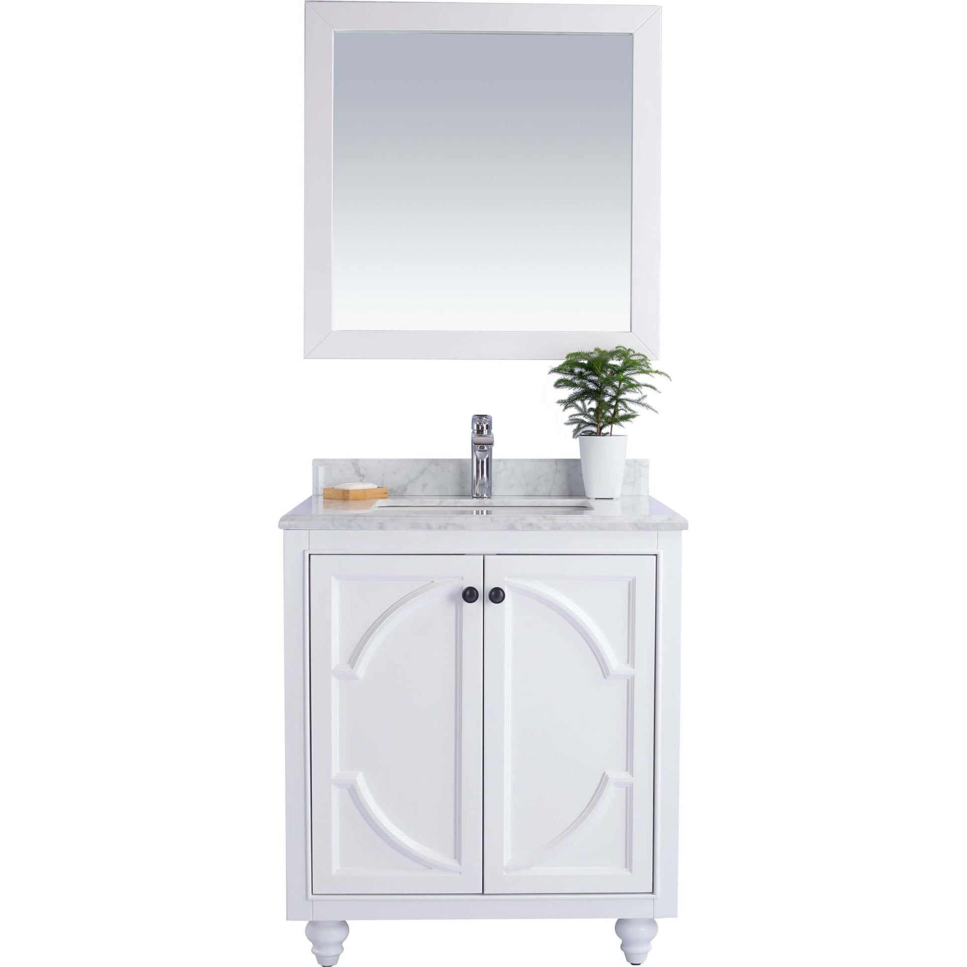 Odyssey 30" White Bathroom Vanity with White Carrara Marble Countertop - 313613-30W-WC