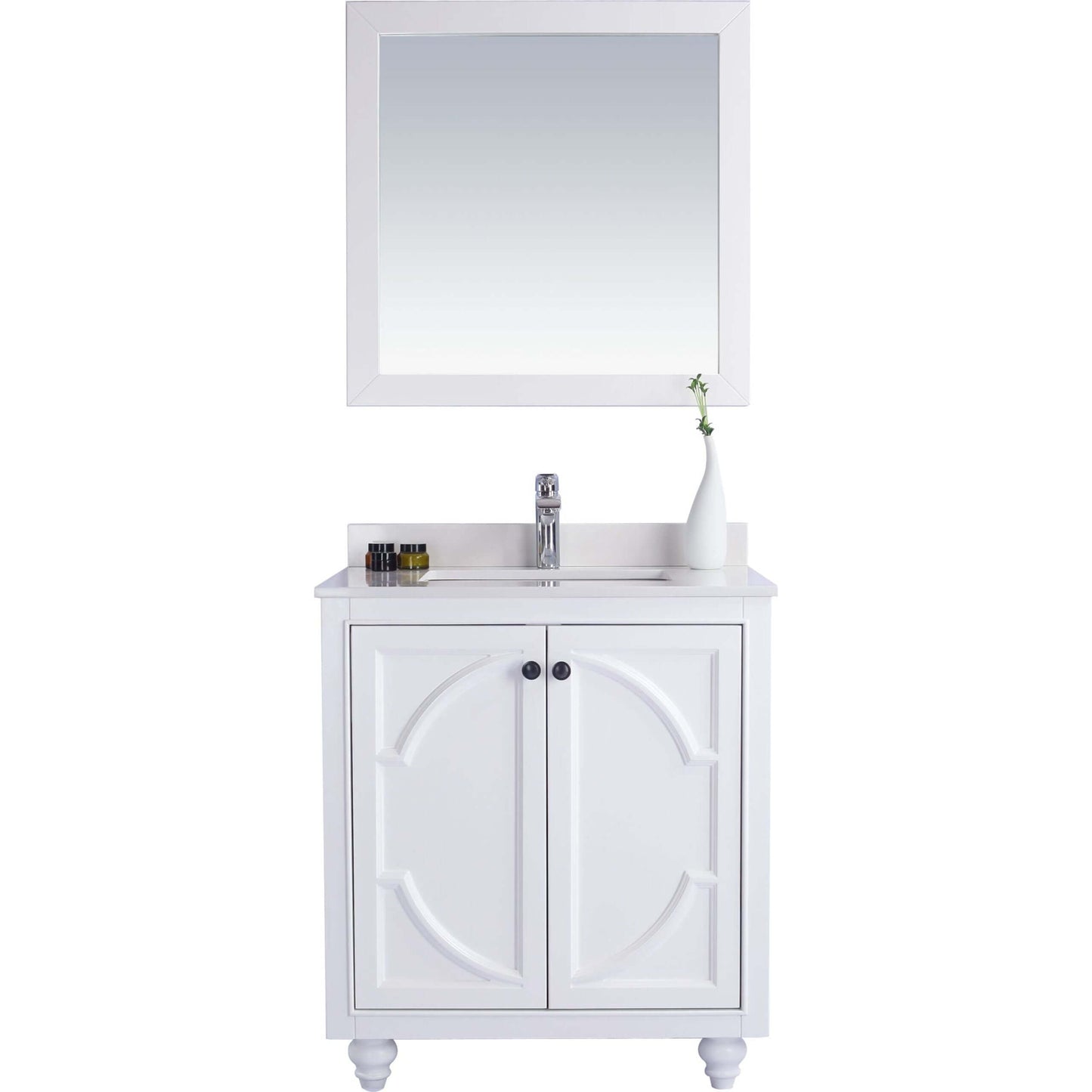 Odyssey 30" White Bathroom Vanity with White Quartz Countertop - 313613-30W-WQ