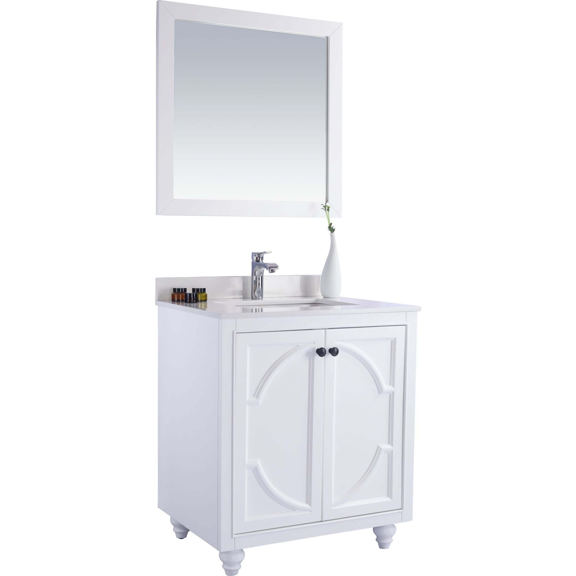 Odyssey 30" White Bathroom Vanity with White Quartz Countertop - 313613-30W-WQ