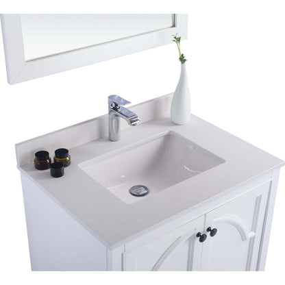 Odyssey 30" White Bathroom Vanity with White Quartz Countertop - 313613-30W-WQ