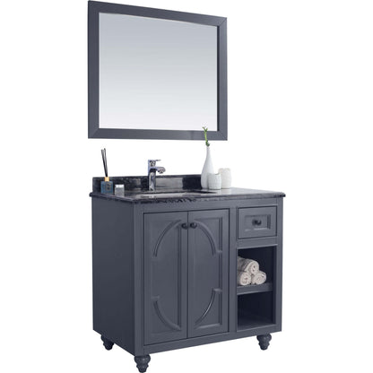 Odyssey 36" Maple Grey Bathroom Vanity with Black Wood Marble Countertop - 313613-36G-BW