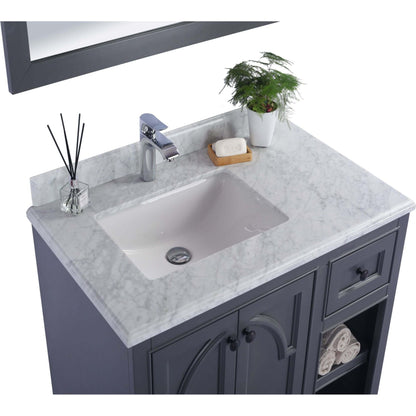 Odyssey 36" Maple Grey Bathroom Vanity with White Carrara Marble Countertop - 313613-36G-WC