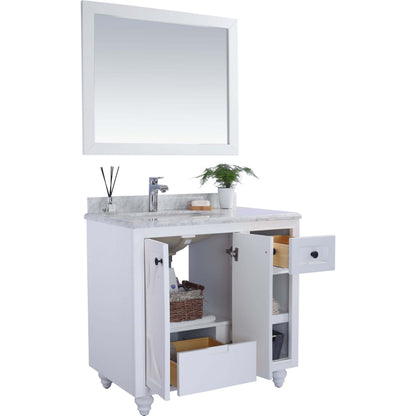 Odyssey 36" White Bathroom Vanity with Matte White VIVA Stone Solid Surface Countertop - 313613-36W-MW