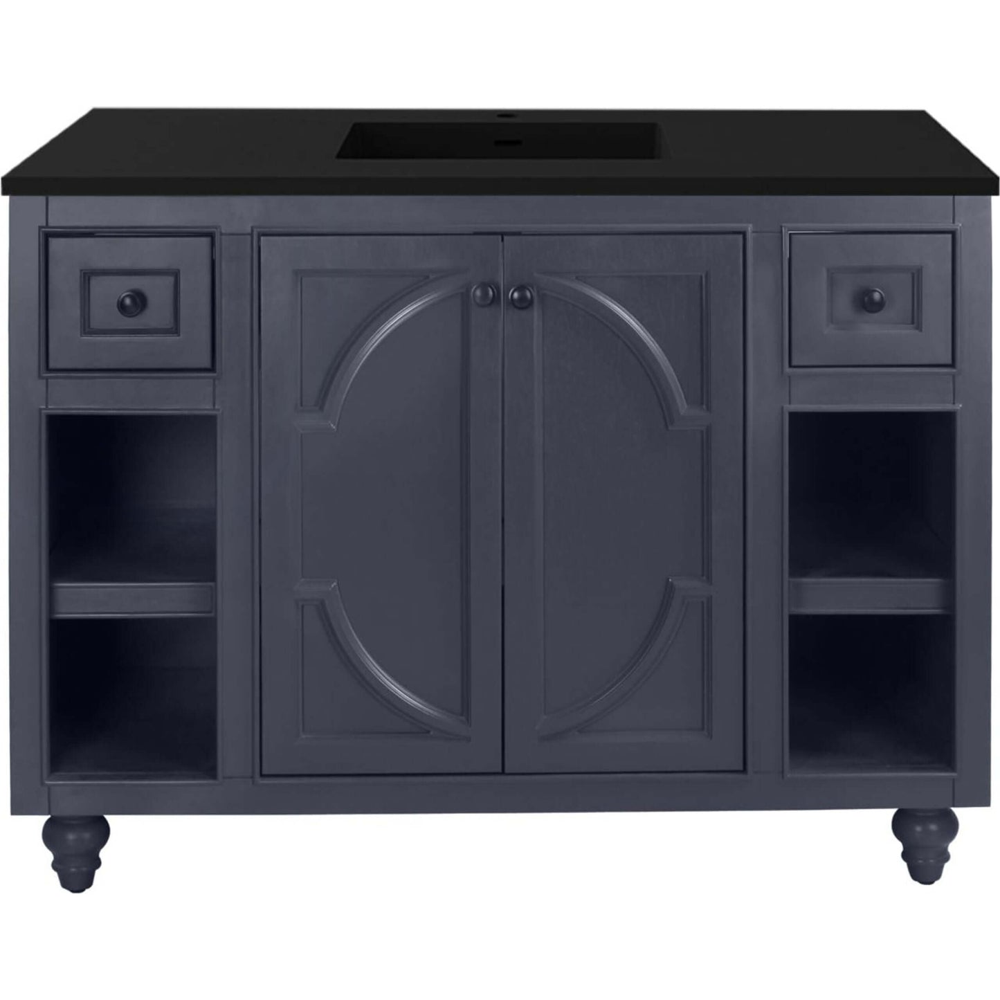 Odyssey 48" Maple Grey Bathroom Vanity with Matte Black VIVA Stone Solid Surface Countertop - 313613-48G-MB