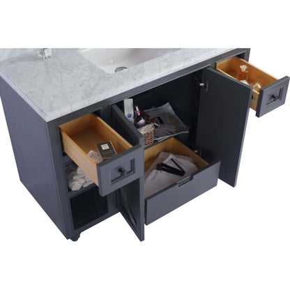 Odyssey 48" Maple Grey Bathroom Vanity with Matte Black VIVA Stone Solid Surface Countertop - 313613-48G-MB