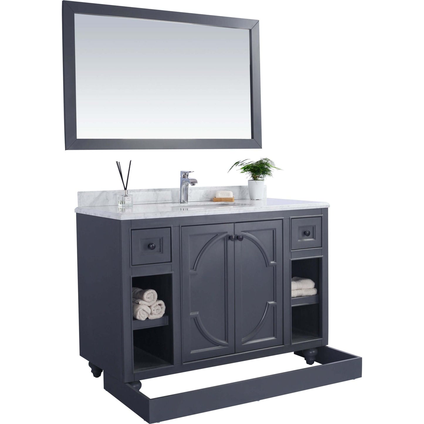 Odyssey 48" Maple Grey Bathroom Vanity with Matte Black VIVA Stone Solid Surface Countertop - 313613-48G-MB