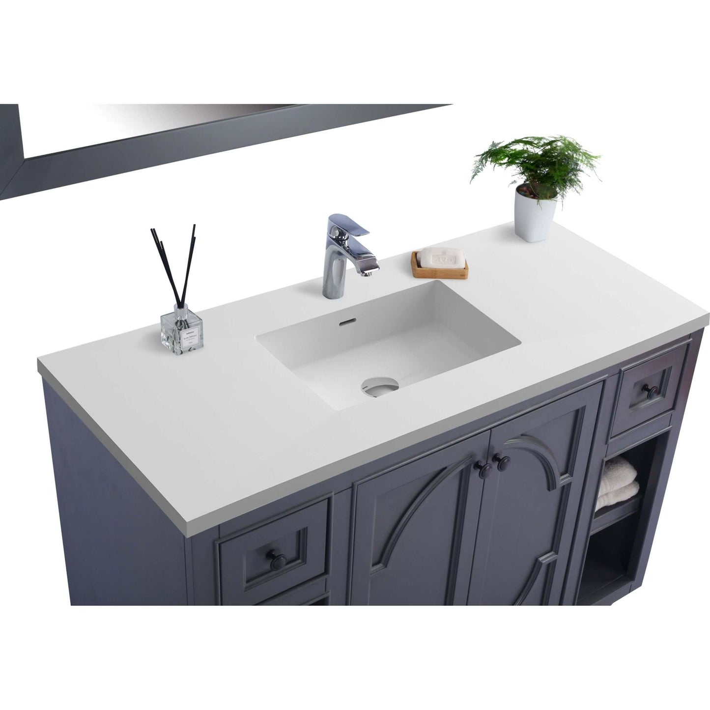 Odyssey 48" Maple Grey Bathroom Vanity with Matte White VIVA Stone Solid Surface Countertop - 313613-48G-MW