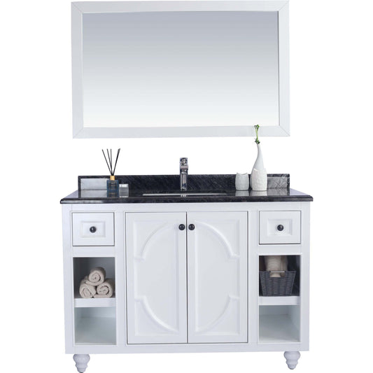 Odyssey 48" White Bathroom Vanity with Black Wood Marble Countertop - 313613-48W-BW