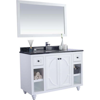 Odyssey 48" White Bathroom Vanity with Black Wood Marble Countertop - 313613-48W-BW