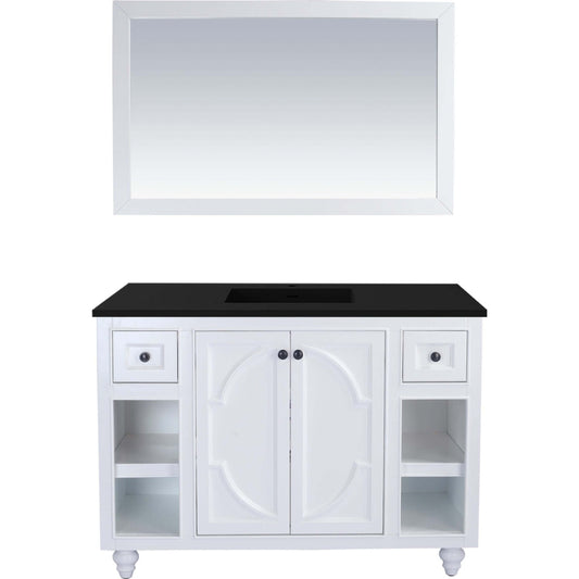 Odyssey 48" White Bathroom Vanity with Matte Black VIVA Stone Solid Surface Countertop - 313613-48W-MB