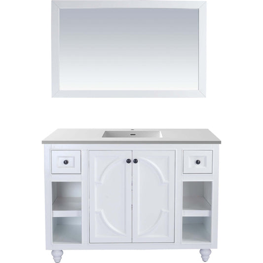 Odyssey 48" White Bathroom Vanity with Matte White VIVA Stone Solid Surface Countertop - 313613-48W-MW