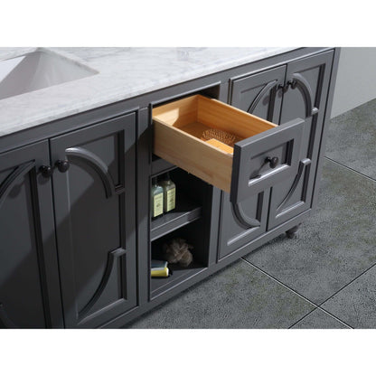 Odyssey 60" Maple Grey Double Sink Bathroom Vanity with Matte Black VIVA Stone Solid Surface Countertop - 313613-60G-MB