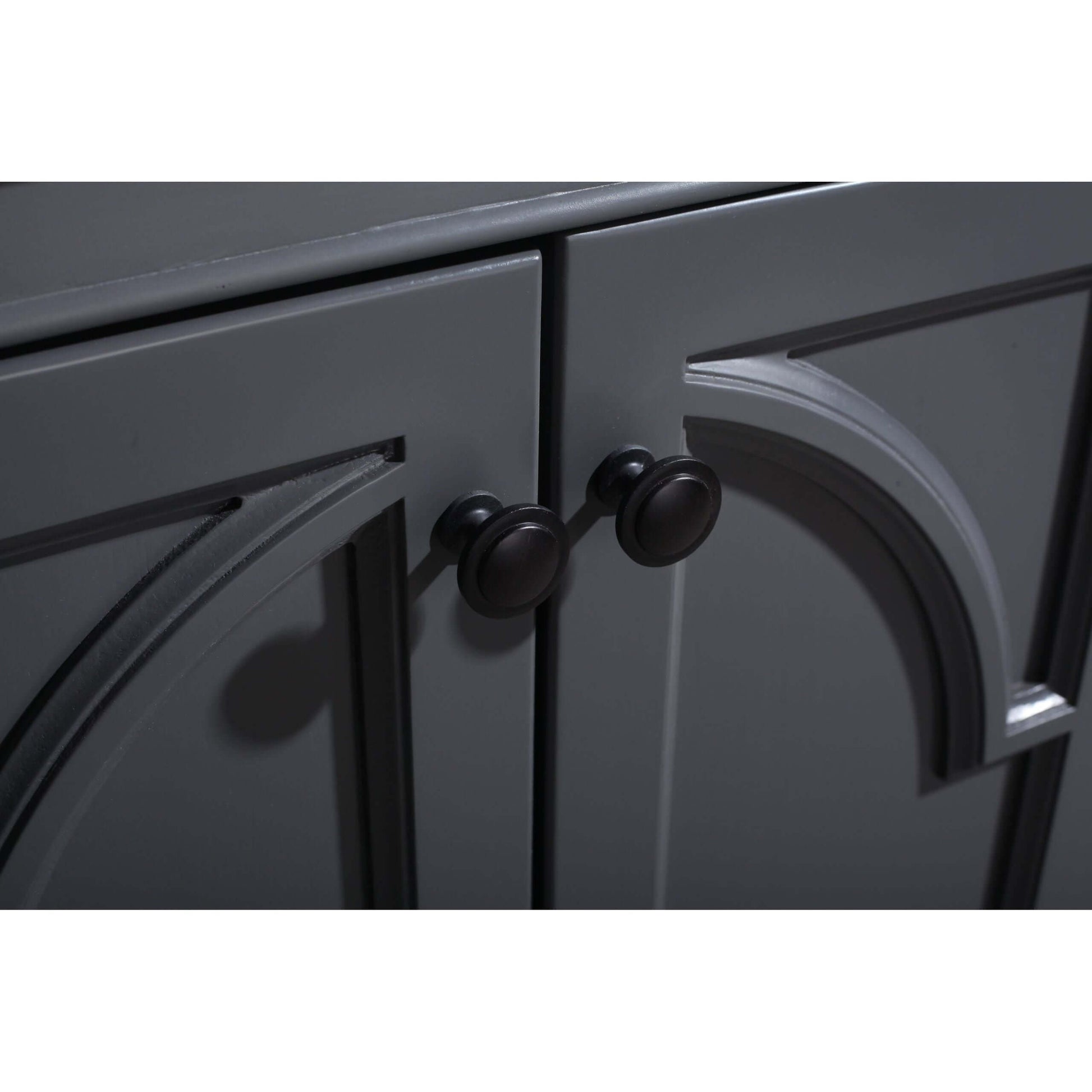 Odyssey 60" Maple Grey Double Sink Bathroom Vanity with Matte Black VIVA Stone Solid Surface Countertop - 313613-60G-MB