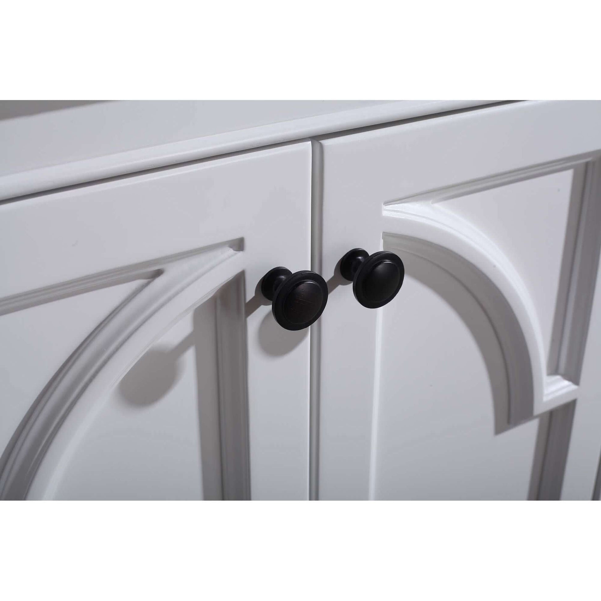 Odyssey 60" White Double Sink Bathroom Vanity with Black Wood Marble Countertop - 313613-60W-BW