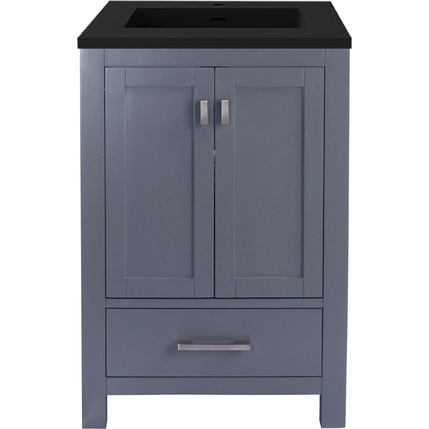 Wilson 24" Grey Bathroom Vanity with Matte Black VIVA Stone Solid Surface Countertop - 313ANG-24G-MB