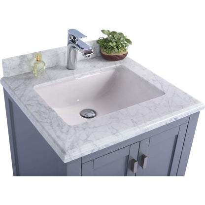 Wilson 24" Grey Bathroom Vanity with White Carrara Marble Countertop - 313ANG-24G-WC