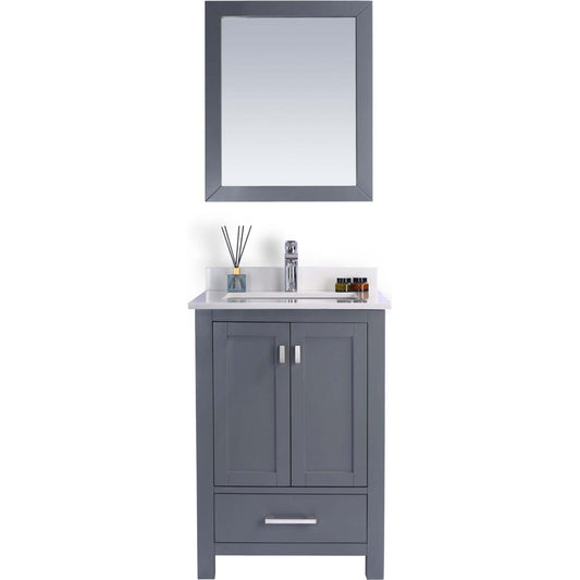 Wilson 24" Grey Bathroom Vanity with White Quartz Countertop - 313ANG-24G-WQ